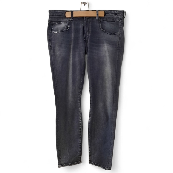 R13 Italy Boy Skinny Union Gray Jeans Ankle Crop Stretch Distressed Luxury 32 - Picture 6 of 16